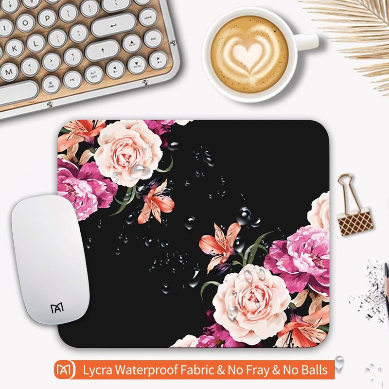 Armanza Square Mouse Pad Pretty Peony Flower, Personalized Premium-Textured Custom Mouse Mat Design, Washable Mousepad Lycra Cloth, Non-Slip Rubber Base Computer Mouse Pads for Wireless Mouse - Image 3